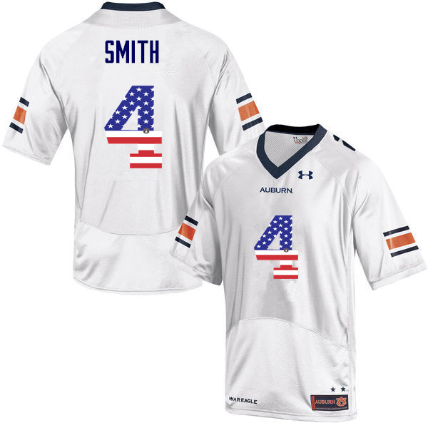 Men #4 Jason Smith Auburn Tigers USA Flag Fashion College Football Jerseys-White - Click Image to Close
